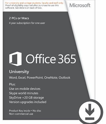 Microsoft Office 365 University 4-year Subscription (Student Validation Required) [Download]